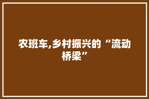 农班车,乡村振兴的“流动桥梁”