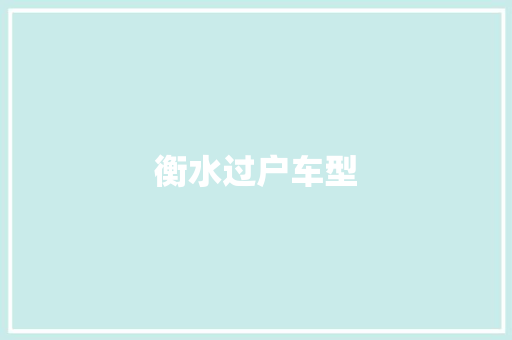 衡水过户车型