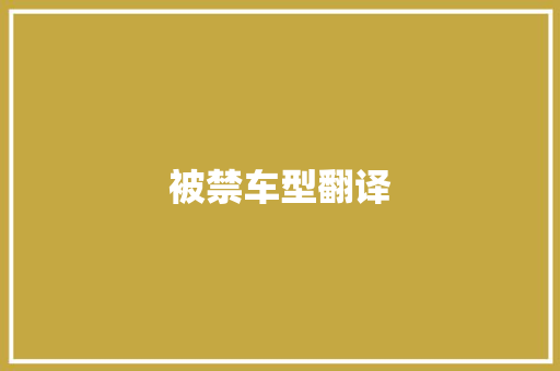 被禁车型翻译