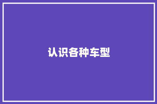 认识各种车型