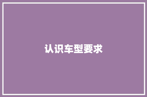 认识车型要求