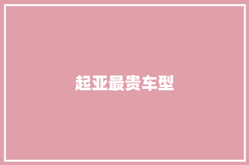 起亚最贵车型