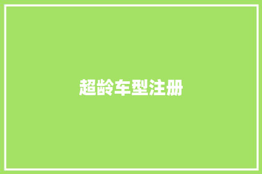 超龄车型注册