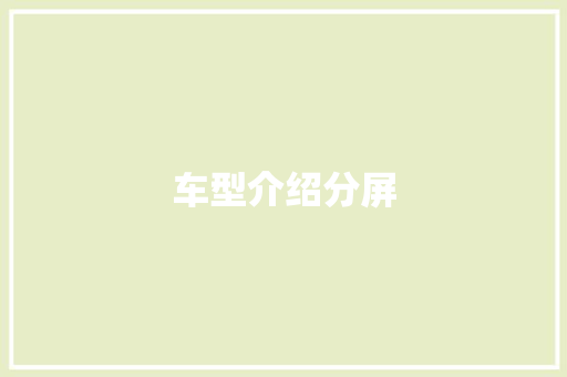 车型介绍分屏