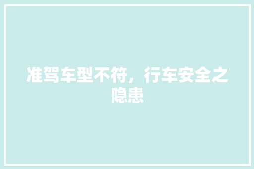 准驾车型不符，行车安全之隐患