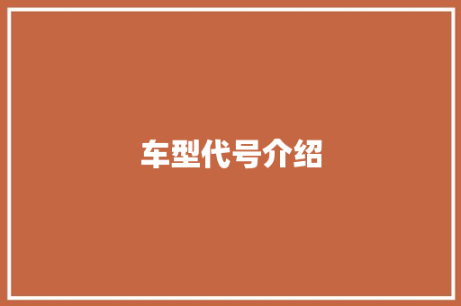 车型代号介绍