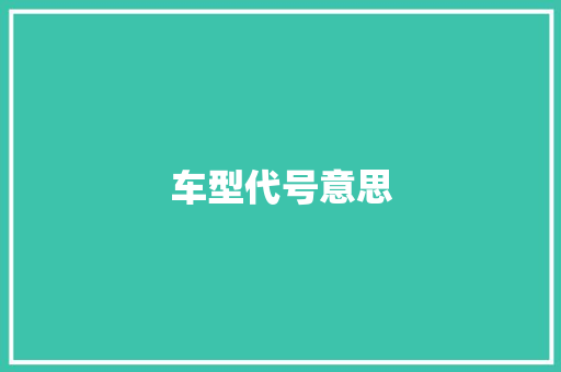 车型代号意思