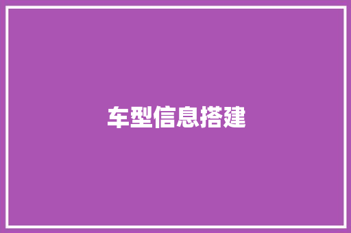 车型信息搭建