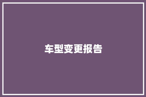 车型变更报告