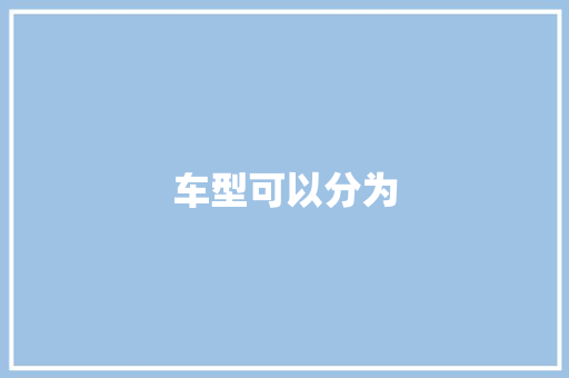 车型可以分为