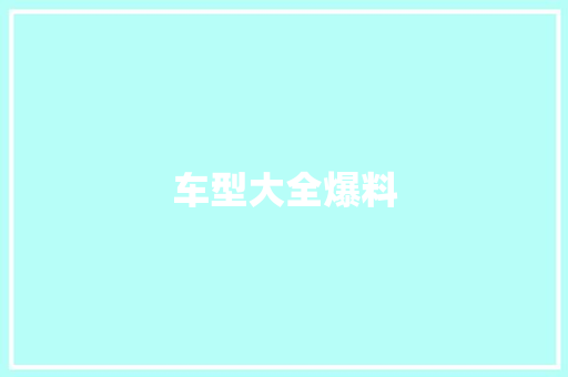 车型大全爆料