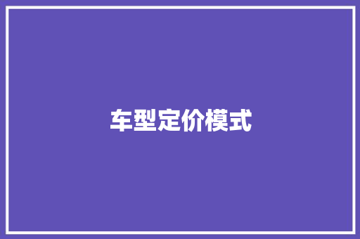 车型定价模式