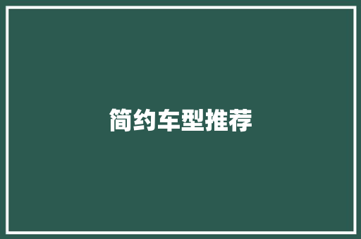 简约车型推荐