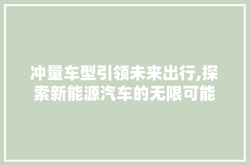 冲量车型引领未来出行,探索新能源汽车的无限可能