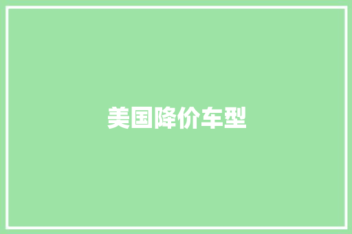 美国降价车型