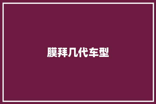 膜拜几代车型