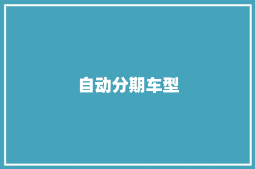 自动分期车型