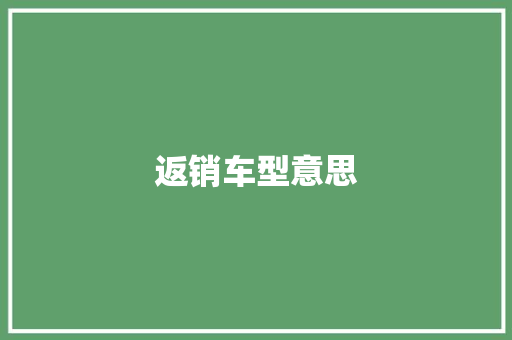 返销车型意思