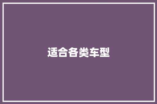 适合各类车型