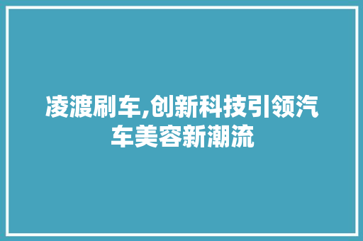 凌渡刷车,创新科技引领汽车美容新潮流