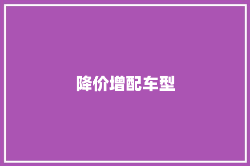 降价增配车型