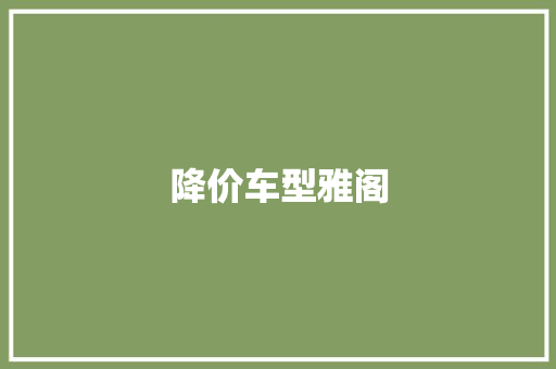降价车型雅阁