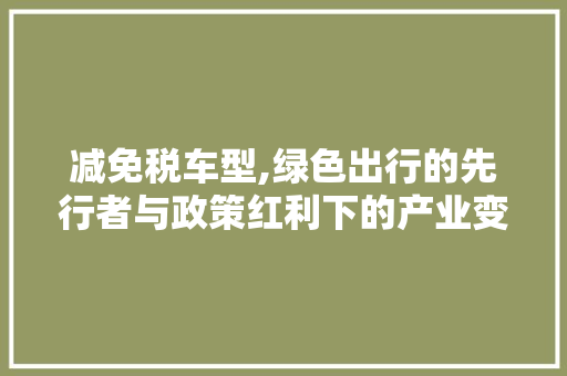 减免税车型,绿色出行的先行者与政策红利下的产业变革