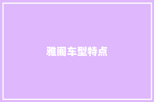 雅阁车型特点