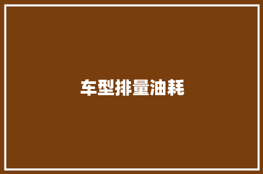 车型排量油耗