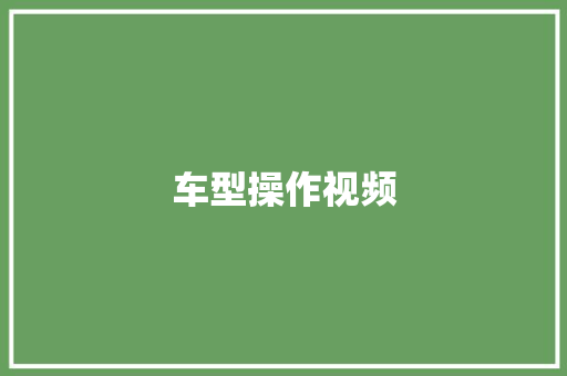 车型操作视频