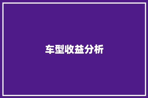 车型收益分析