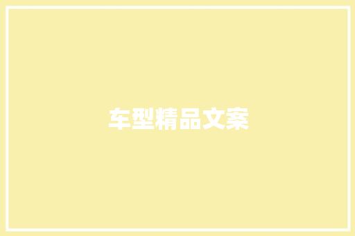 车型精品文案
