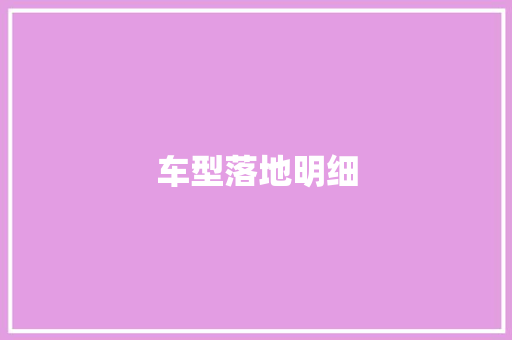 车型落地明细