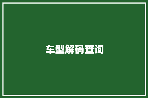 车型解码查询