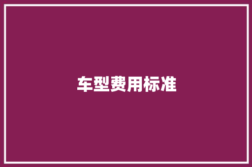车型费用标准
