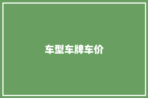 车型车牌车价