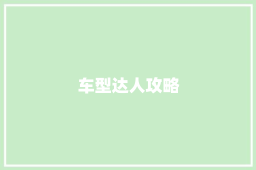 车型达人攻略