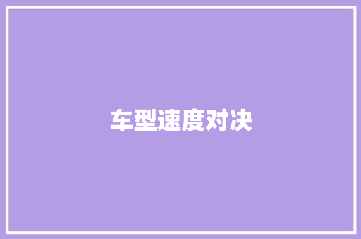 车型速度对决