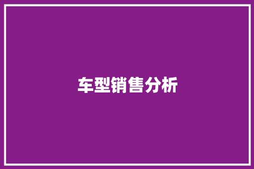 车型销售分析