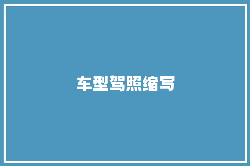 车型驾照缩写