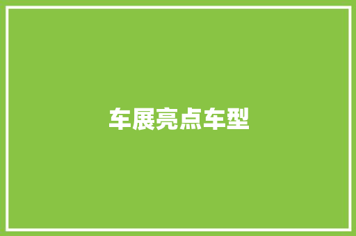 车展亮点车型
