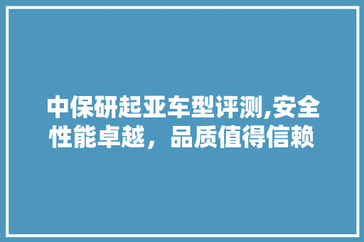 中保研起亚车型评测,安全性能卓越，品质值得信赖