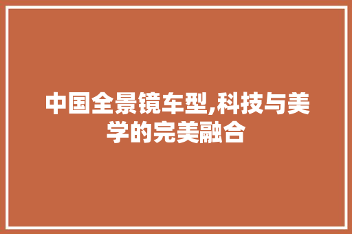中国全景镜车型,科技与美学的完美融合