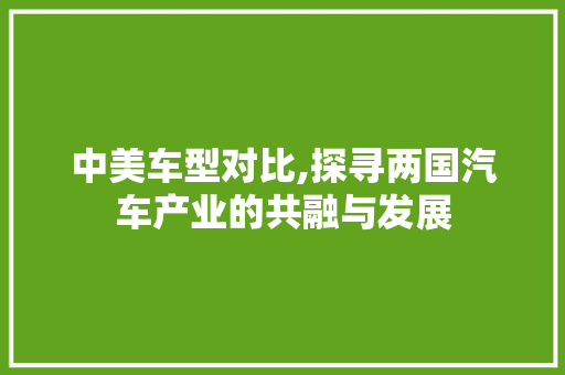 中美车型对比,探寻两国汽车产业的共融与发展