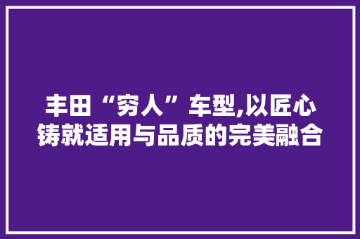 丰田“穷人”车型,以匠心铸就适用与品质的完美融合