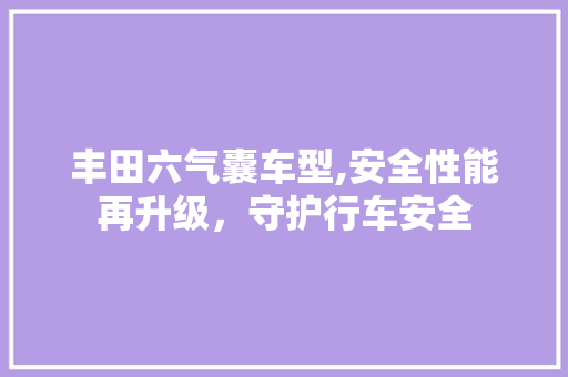 丰田六气囊车型,安全性能再升级，守护行车安全 底盘配件