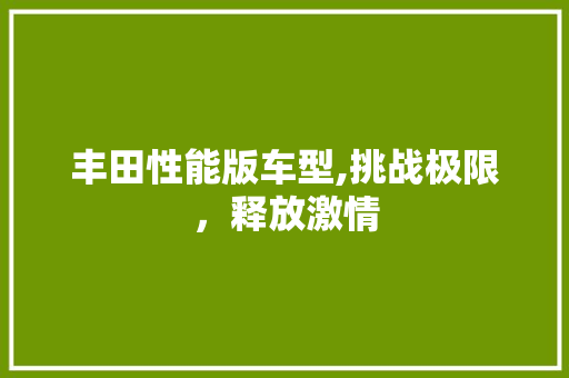 丰田性能版车型,挑战极限，释放激情