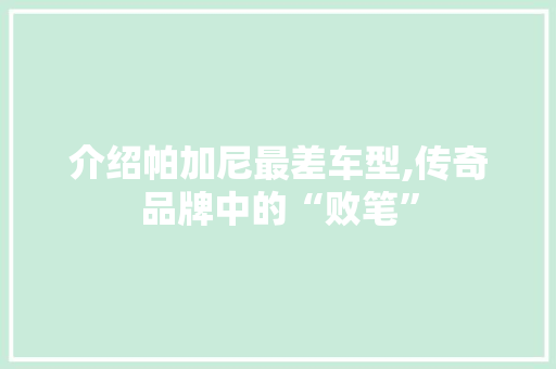 介绍帕加尼最差车型,传奇品牌中的“败笔”