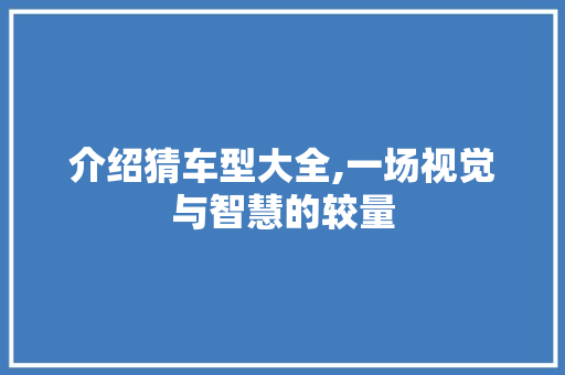 介绍猜车型大全,一场视觉与智慧的较量