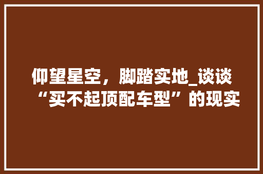 仰望星空，脚踏实地_谈谈“买不起顶配车型”的现实与思考